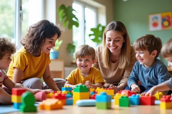 Des éducateurs qui font travailler les enfants tout en s'amusant