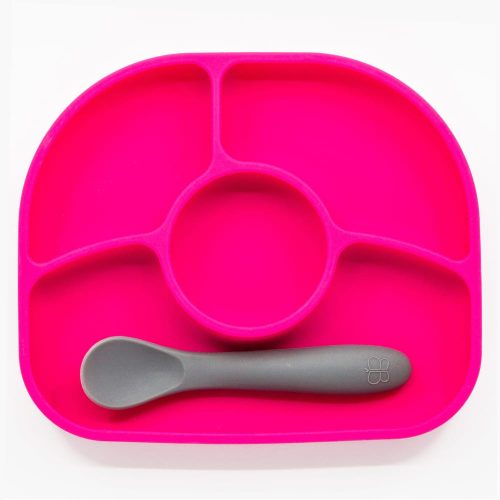 Assiette et cuillère en silicone ROSE BBlüv