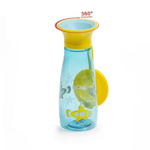 Gourde  360 ° enfant avec couvercle JAUNE Wowcup
