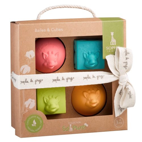 Set 2 Balles + 2 Cubes BEIGE Sophie la girafe