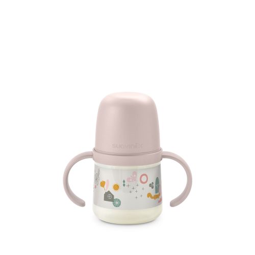Biberon avec anses et bec silicone A Walk In The Park +6m Pink