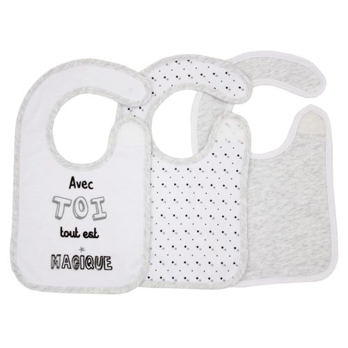 Lot de 3 bavoirs naissance BLANC Little Band