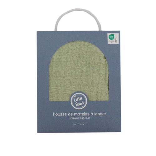 Housse de matelas à langer mousse gaze de coton VERT Little Band