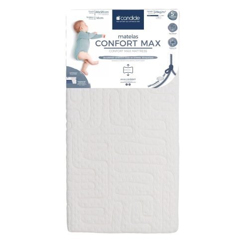 Matelas Confort Max déhoussable 360° BLANC Candide