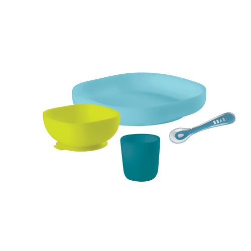Coffret Repas Silicone 4 pièces BLEU Béaba