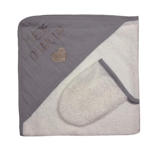 Sortie de bain bébé d'amour GRIS Les Chatounets