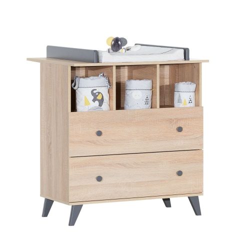 Commode 2 tiroirs + 3 niches Come GRIS Sauthon