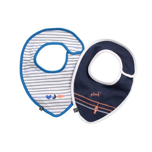 Lot de 2 bavoirs Baby Sailor BLEU Sauthon