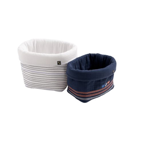 Lot de 3 panières gigogne tissu  Baby Sailor BLEU Sauthon