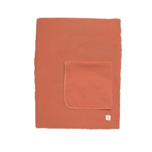 Matelas à langer avec housse et serviette Uni Terracotta ROUGE Sauthon