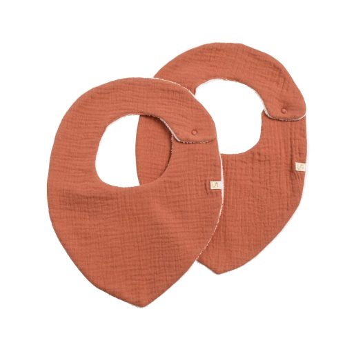 Lot de 2 bavoirs Uni Terracotta ROUGE Sauthon