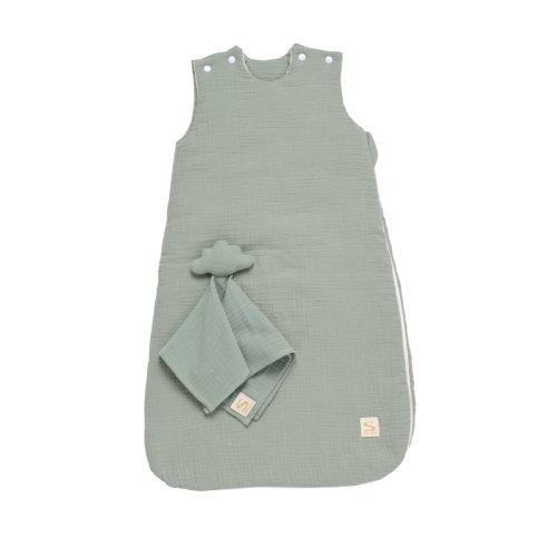 Gigoteuse + doudou mouchoir Uni Sauge VERT Sauthon