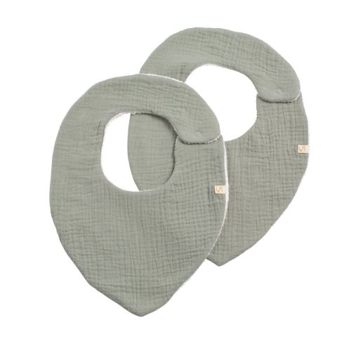 Lot de 2 bavoirs Uni Sauge VERT Sauthon