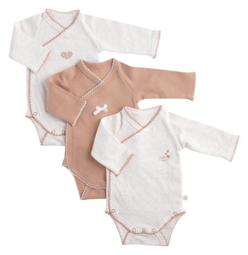 Lot de 3 Bodies Petit Coeur BEIGE Sauthon