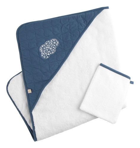 Cape de Bain Plus Gant Petit Nuage BLEU Sauthon