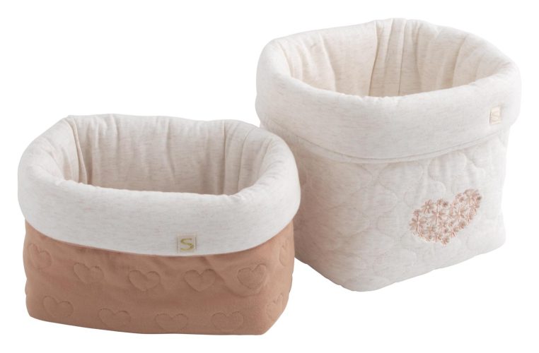 Lot de 2 Panières Petit Coeur ROSE Sauthon