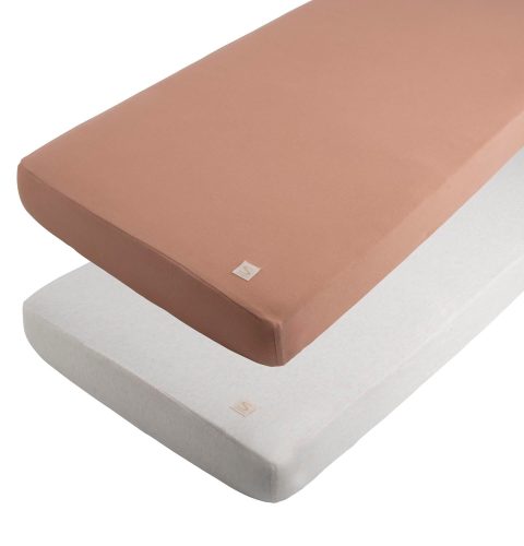 Lot 2 Draps Housse Rectangulaires Petit Coeur ROSE Sauthon