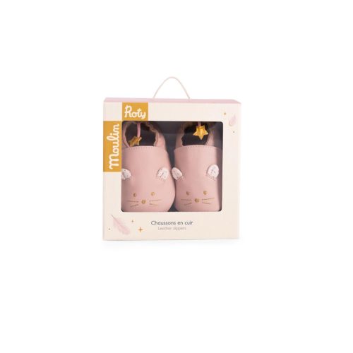 Chaussons cuir souris  La petite école de danse ROSE Moulin Roty