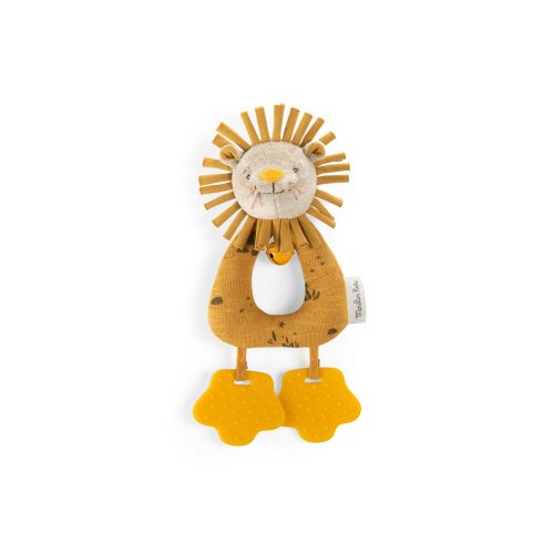 Anneau-hochet Lion Sous mon baobab JAUNE Moulin Roty