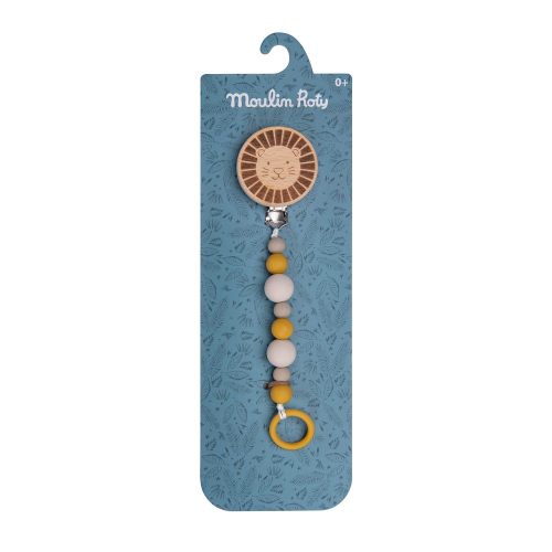 Attache-tétine bois et silicone lion MULTICOLORE Moulin Roty