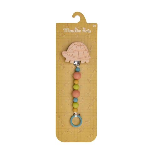 Attache-tétine bois et silicone tortue MULTICOLORE Moulin Roty