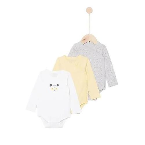 Lot de 3 bodies manches longues Mes Essentiels BLANC P’tit bisou