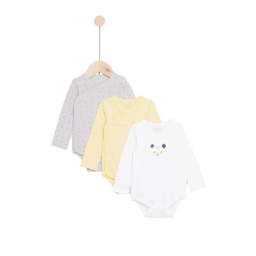 Lot de 3 bodies manches longues Mes Essentiels BLANC P’tit bisou