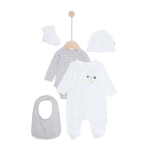 Ensemble pyjamas avec bavoir et bonnet Mes Essentiels MULTICOLORE P’tit bisou