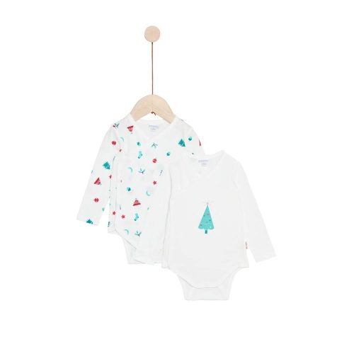 Lot de 2 bodies Noël manches longues BEIGE P’tit bisou