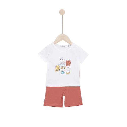 Ensemble T-shirt manches courtes avec bérmuda Escapade au soleil BLANC Marèse
