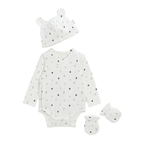 Body + Bonnet + Moufles Mon Trousseau Chaton BLANC P’tit bisou