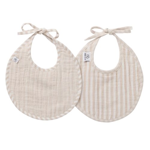 Lot de 2 bavoirs naissance rayé BEIGE BB&Co