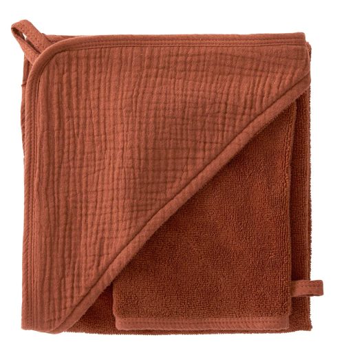 Cape de bain + gant Mix & Match MARRON BB&Co
