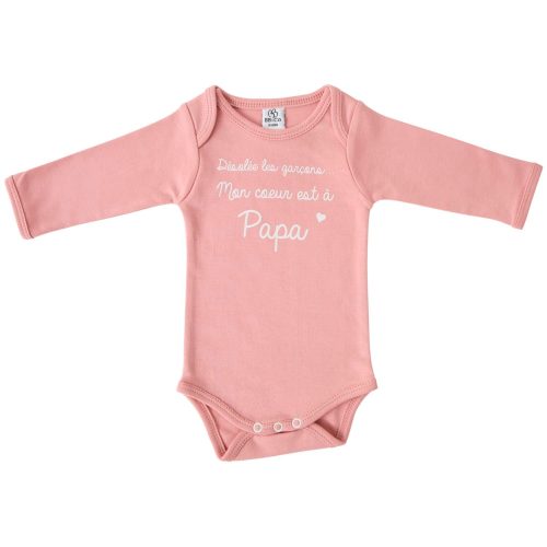 Body manches longues Mon cœur est à Papa ROSE BB&Co
