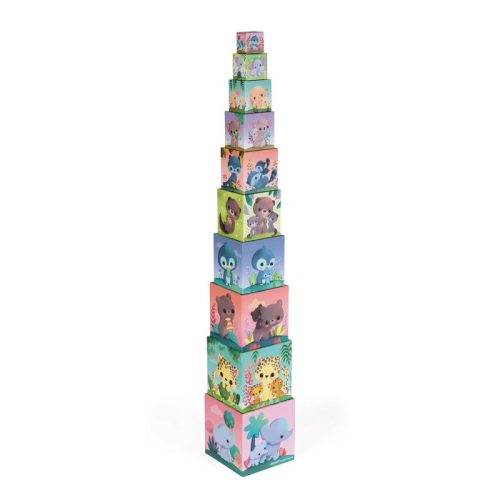 Pyramide 10 cubes Les animaux tous mignons MULTICOLORE Janod
