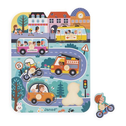 Puzzle en bois Dans la ville MULTICOLORE Janod
