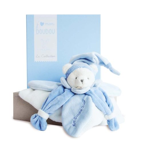 Doudou collector J'aime mon doudou Ours BLEU Doudou & Compagnie