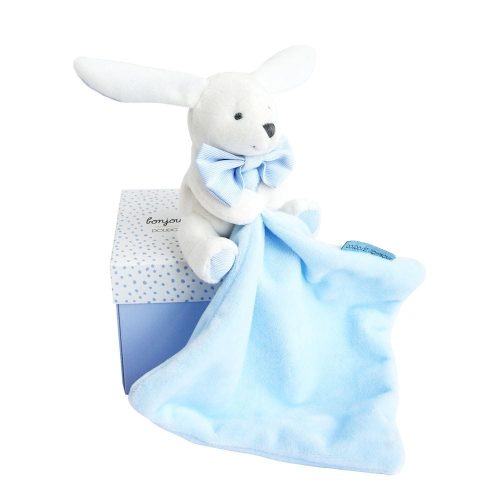 Doudou avec mouchoir Lapin BLEU Doudou & Compagnie