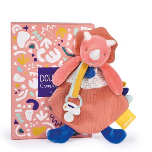 Doudou attache sucette Les calinosaures ORANGE Doudou & Compagnie