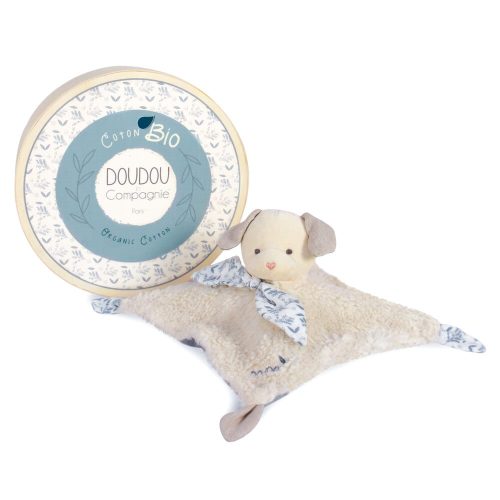 Doudou Chien en coton bio BLEU Doudou & Compagnie