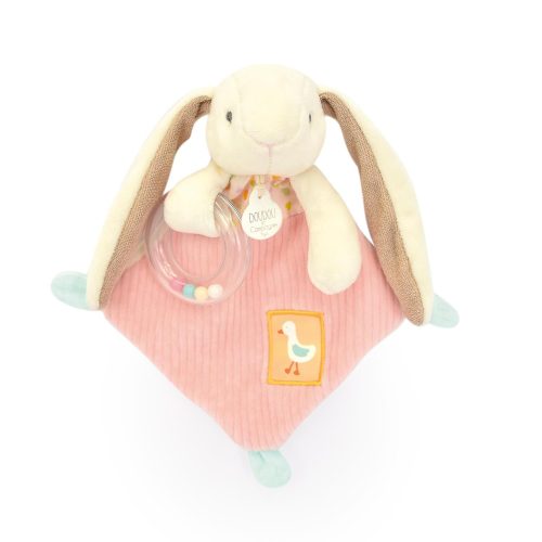 Doudou lapin ciboulette Hochet ROSE Doudou & Compagnie