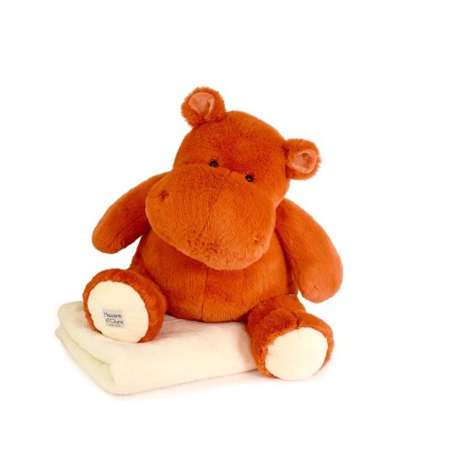 Peluche hippo + plaid ORANGE Histoire d'Ours