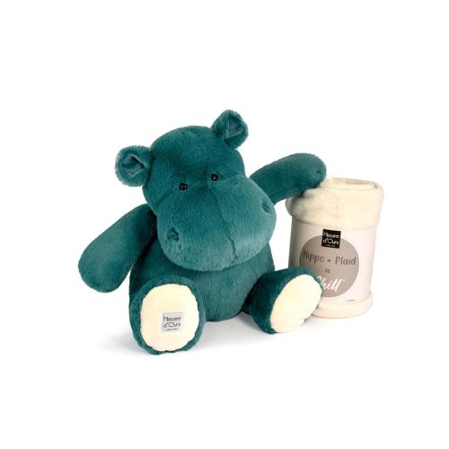 Peluche hippo + plaid BLEU Histoire d'Ours