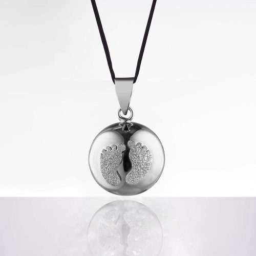 Bola de grossesse Baby Feet avec cordon noir GRIS Cache cœur