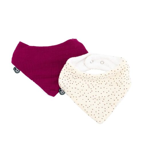 Lot de 2 bavoirs bandana mousseline ROUGE Domiva