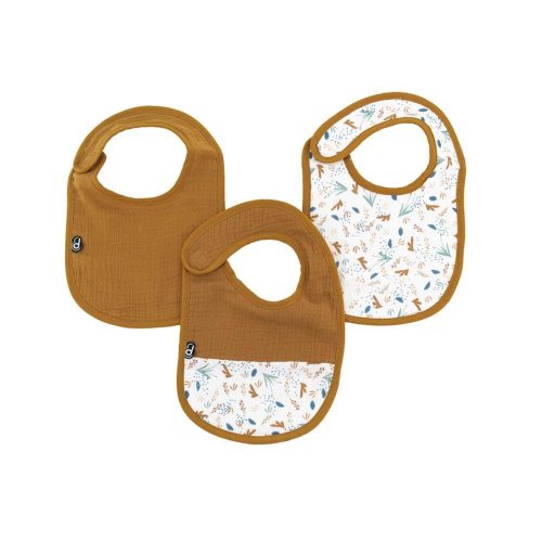 Lot de 3 bavoirs mousseline MARRON Domiva