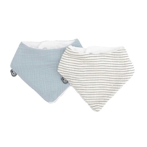 Lot de 2 bavoirs bandana mousseline BLEU Domiva
