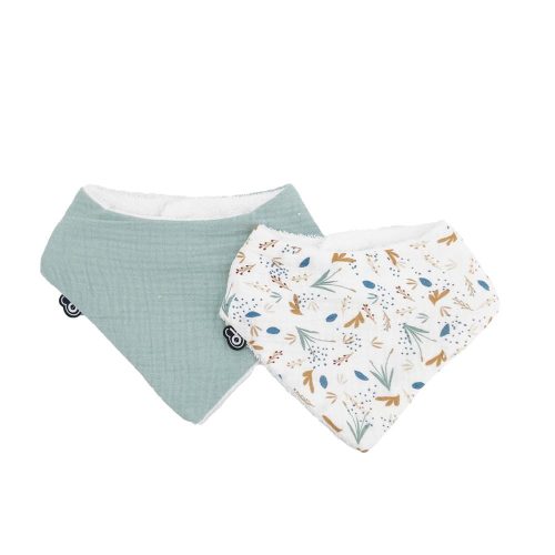 Lot de 2 bavoirs bandana mousseline BLEU Domiva