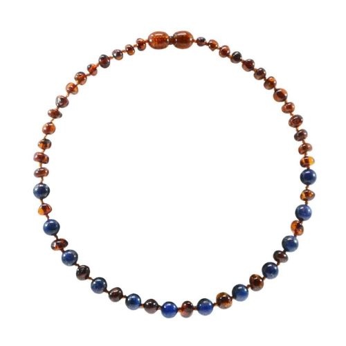 Collier Bébé Ambre et Pierre naturelle BLEU Irréversible Bijoux