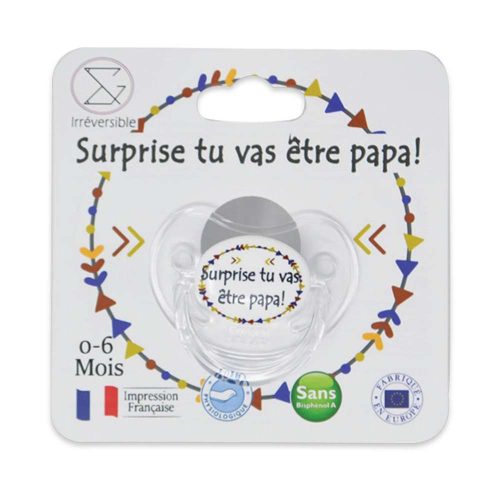 Sucette d'annonce physiologique  - Surprise tu vas être PAPA ! NOIR Irréversible Bijoux